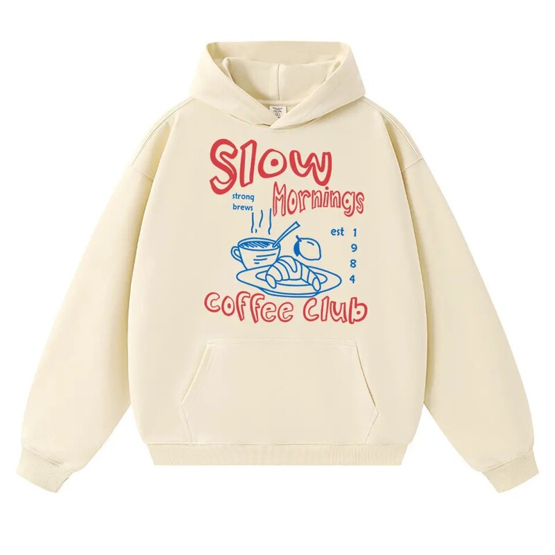 Cross-Border European Size Interesting Slow Morning Coffee Club Sweatshirt Fashion Retro Unisex Sweatshirt Coffee and Sheep