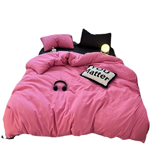 Little Red Book Black Fan Series!  Morandi color matching cotton four-piece high-end bed sheet and quilt cover three-piece set
