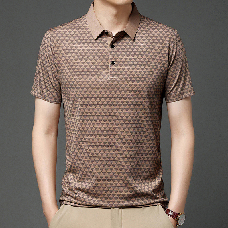 Middle-Aged Short-Sleeved T-Shirt Men's Dad Summer Ice-Feel Lapel Middle-Aged and Elderly Summer New Thin Polo Shirt Top