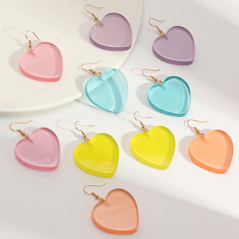 Fashion Sweet Cute Candy Color Love Earrings display picture 2