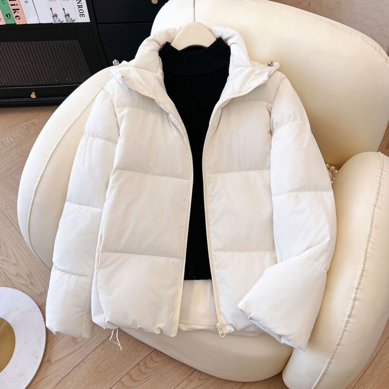 2025秋冬百搭新款羽绒棉棉服防风连帽短款纯色保暖面包服冬季外套|undefined