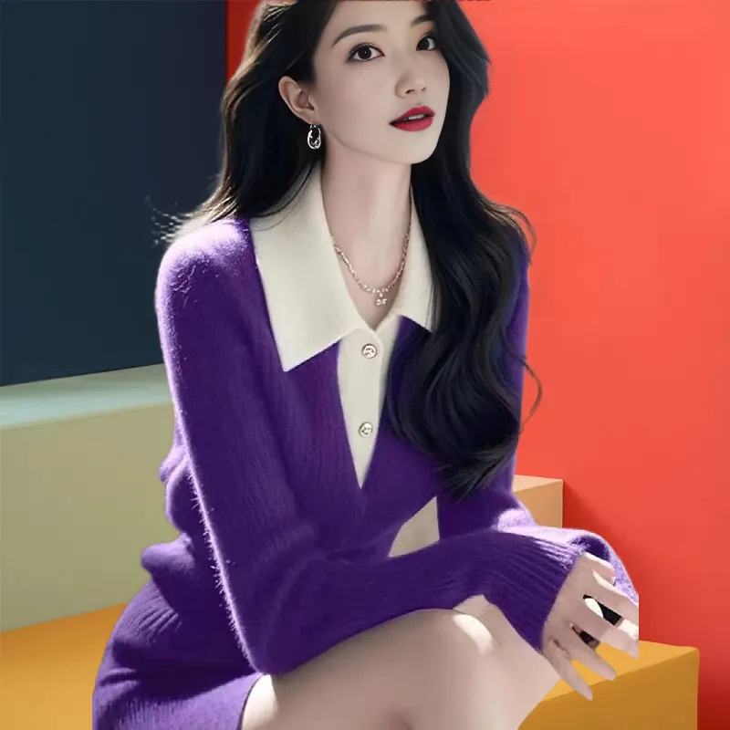法式复古红色针织衫上衣女秋冬季新款时尚百搭洋气减龄长袖打底衫|undefined