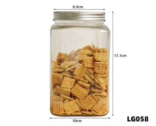 1350ml斗鱼瓶 铝盖塑料罐 PET透明 坚果 粮食方形大塑料瓶(LG058)
