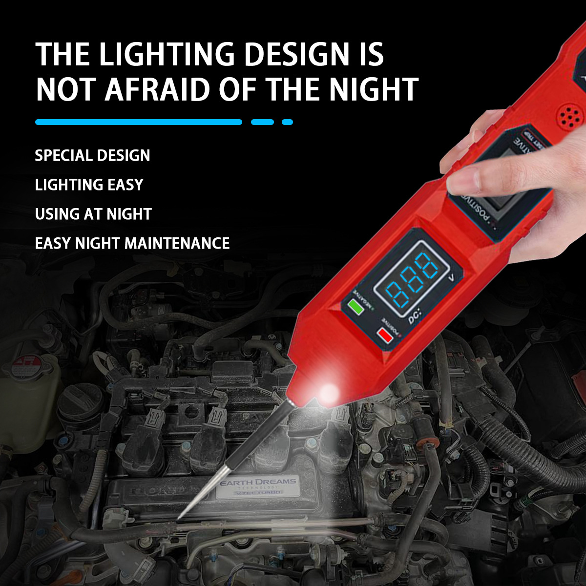 Automotive Circuit Tester 6-24V Digital Display Line Finder with Light Anti-Interference Power Detector Line Finder