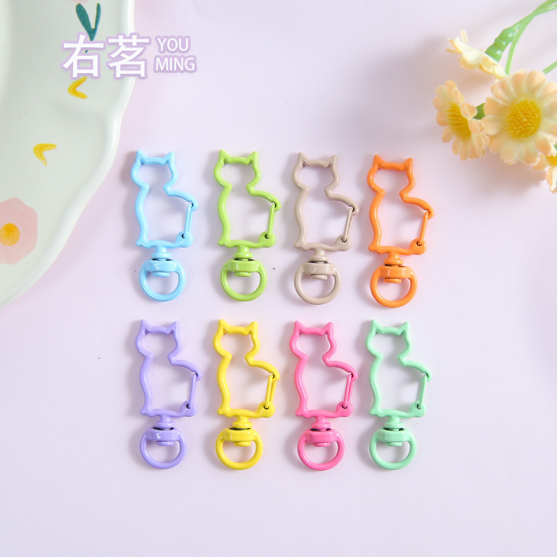 New Zinc Alloy Cut Out Kitten Colorful Rotatable Spring Buckle Jewelry DIY Accessories Handmade Pendants New Zinc Alloy Cut Out Kitten Colorful Rotatable Spring Buckle Jewelry DIY Accessories Handmade Pendants
