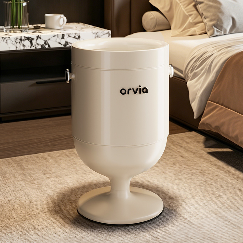 Stainless steel trash can for home use in the living room, light luxury high-footed vintage trash can, high aesthetic value, movable trash bin Stainless steel trash can for home use in the living room, light luxury high-footed vintage trash can, high aesthetic value, movable trash bin