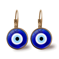 藍色土耳其邪惡之眼耳環女可愛復古圓形玻璃耳飾品跨境批發