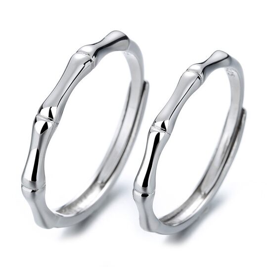 S999 Silver Bamboo Couple Ring Simple Niche Cold Style Men's and Women's High-end All-match National Style Ring