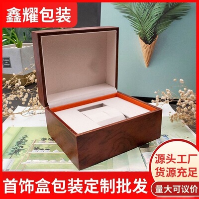 European style high-grade Orange-red Matte solid wood Watch Box fashion Fashion Flip watch storage box Manufactor wholesale