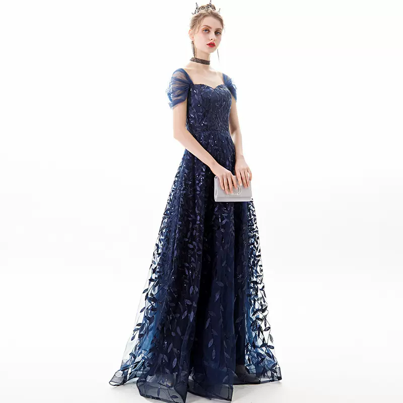 欧美宴会晚礼服女新款高贵优雅长款年会名媛气场女王主持人晚装裙