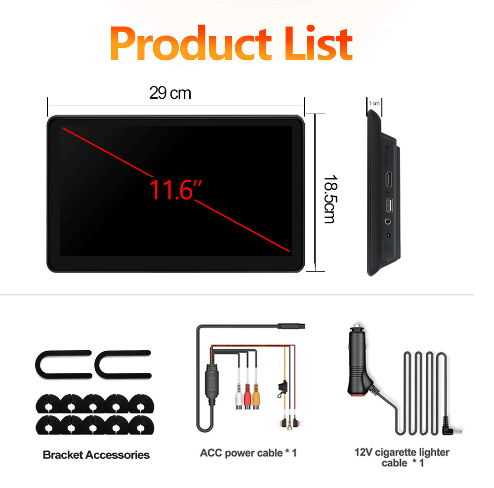 11.6inch Hd Ips Android HDMI Universal Headrest Monitor Car Rear Seat Entertainment System Player