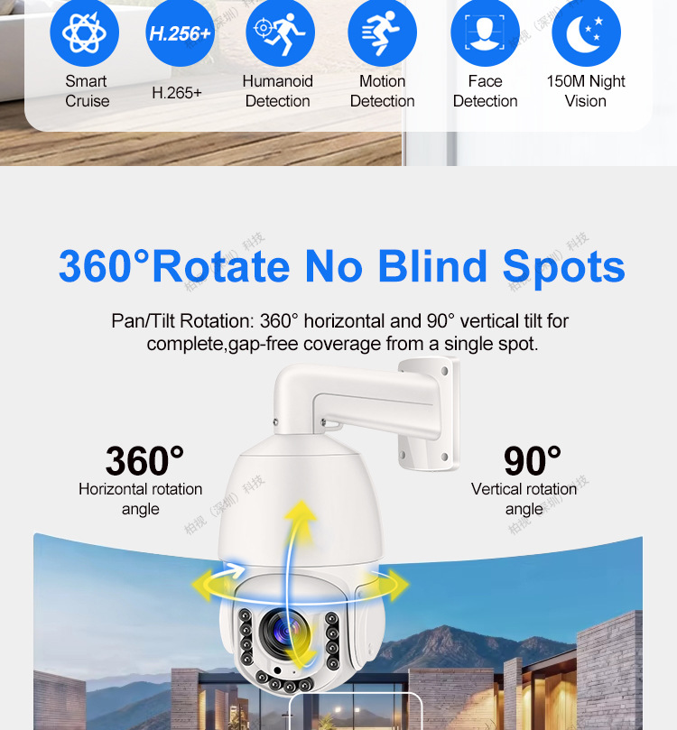 Tam Metal Yüksek Hızlı Outdoor 360 Derece Optik Zoom IP Bulut Kamerası Kapalı Devre Televizyon Kamerası HD Lazer Gece Görüşü