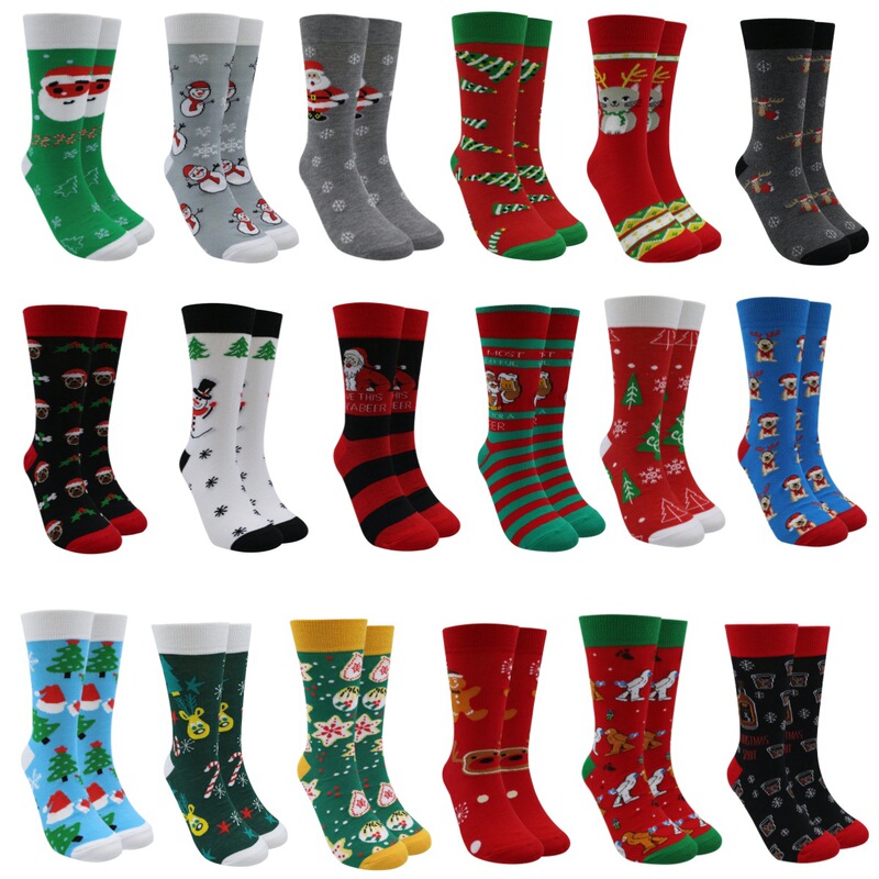 Christmas Socks Foreign Trade Cross-Border Santa Claus Mid-Calf Socks Amazon Large Size Men's and Women's Trendy Gift Socks New Style