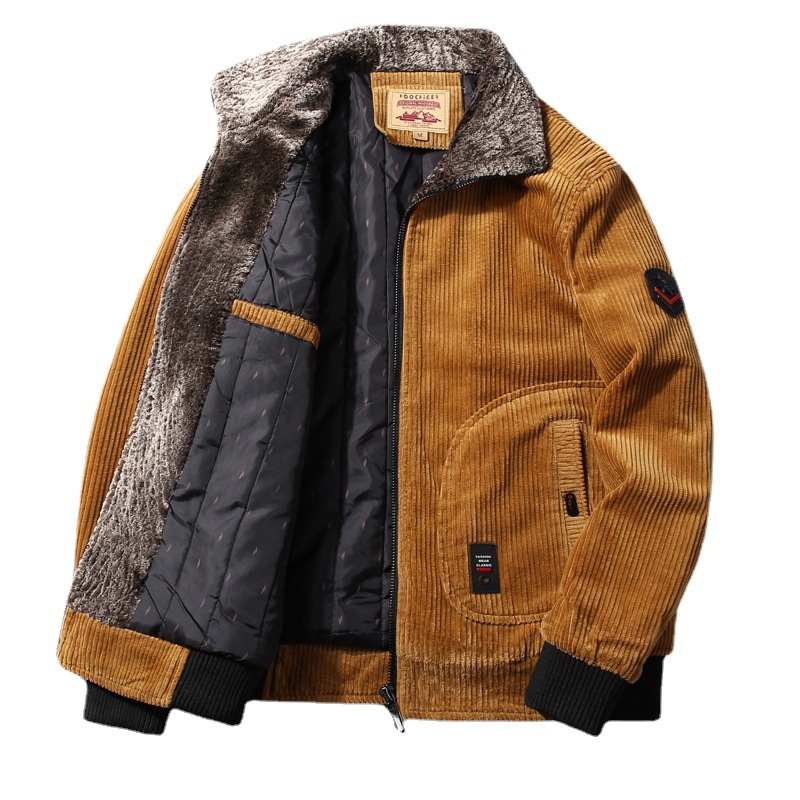 Abrigo de invierno especial transfronterizo Chaqueta acolchada de algodón engrosada con forro polar para hombre Chaqueta acolchada de algodón a prueba de frío de pana