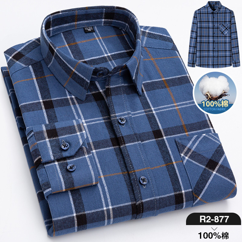 2024 nuevo Algodón puro cepillado camisa de manga larga a cuadros de los hombres de estilo coreano transpirable camisa de moda casual en stock ropa de hombre
