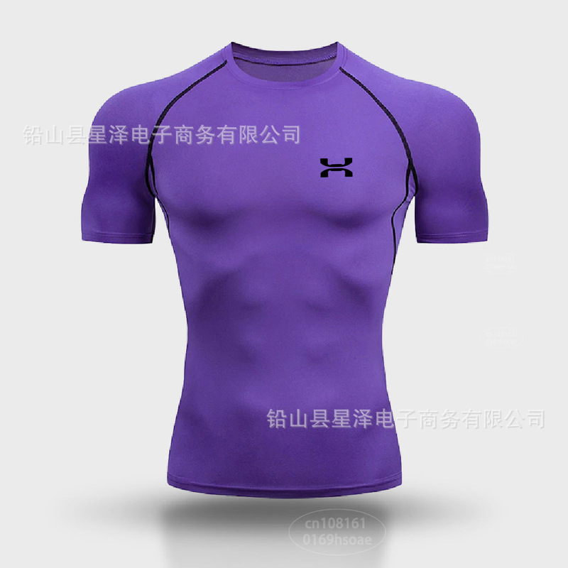 クロスボーダー運動レオタード男半袖tシャツ訓練服バスケットボールランニング高弾通気圧縮底速乾服|undefined