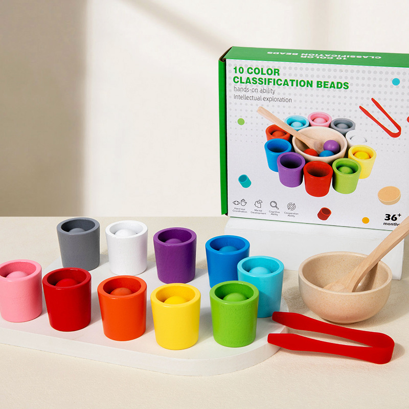 Cross-border Montessori Early Education Ten-color Classification Cup Color Cognitive Matching Children's concentration Training Wooden Educational Toys Cross-border Montessori Early Education Ten-color Classification Cup Color Cognitive Matching Children's concentration Training Wooden Educational Toys