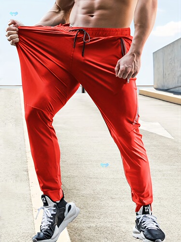 Travel men's Athletic Pants Black Polyester with Travel Sweatpants