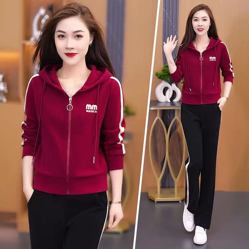 Hooded Fashion Sportswear suit Women's Spring and Autumn New Sweater 2024 Age-reducing Casual Running Suit Two-piece Set Hooded Fashion Sportswear suit Women's Spring and Autumn New Sweater 2024 Age-reducing Casual Running Suit Two-piece Set