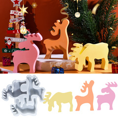 自慢の洋々としたdiyクリスマスヘラジカの置物のゴムの鋳型の三連鹿の装飾の置物の石膏のシリカゲルの鋳型