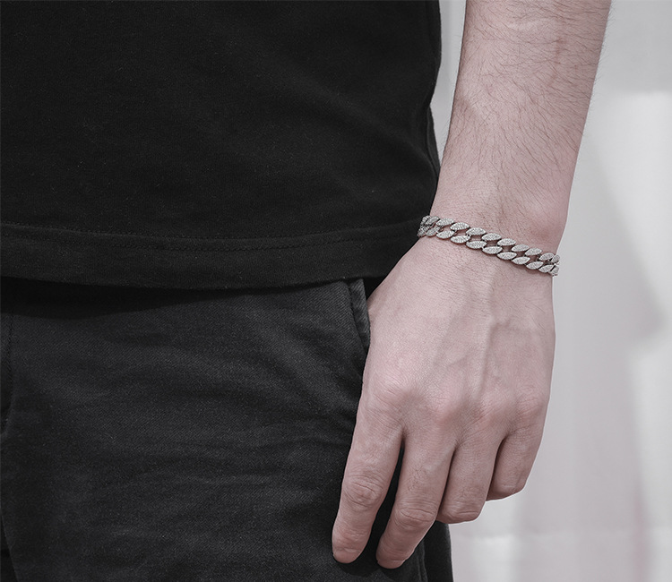 Cuban Link Chain Curb Chain Chain Type Hip-Hop Geometric 925 Sterling Silver Men's Chain Bracelet Men's Chain Bracelets