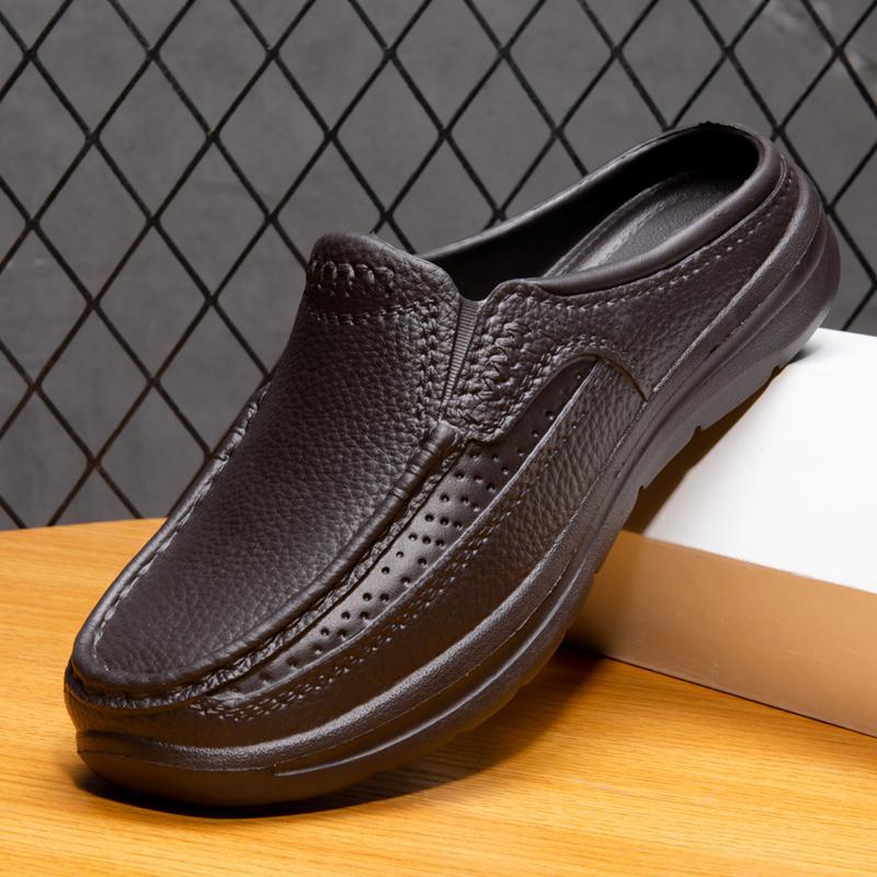 New thick ultra lightweight shock absorber layer cowhide top soft sole breathable business casual leather shoes for men_voghion.com