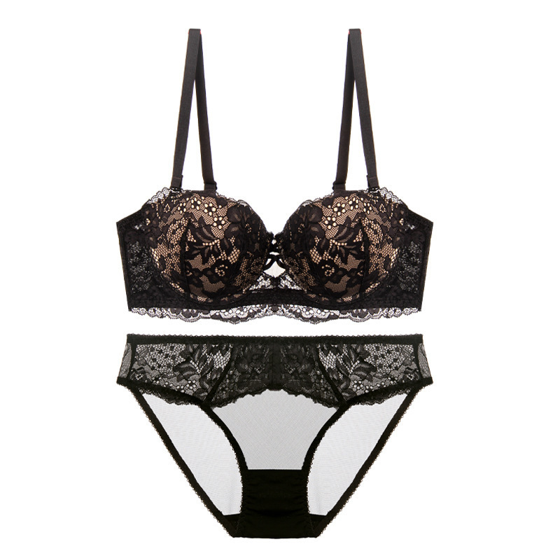 Amazon Foreign Trade Lingerie Wholesale in Stock, Thin Top Thick Bottom Push-Up Bra Set for Small Busts, High-End Feel Amazon Foreign Trade Lingerie Wholesale in Stock, Thin Top Thick Bottom Push-Up Bra Set for Small Busts, High-End Feel
