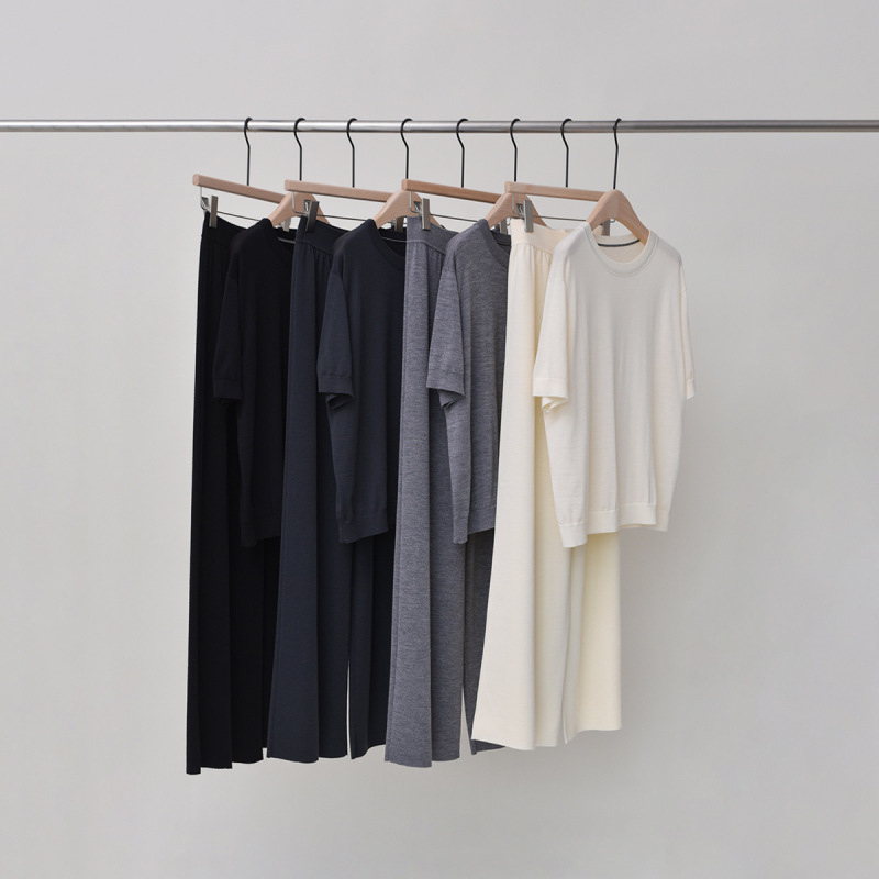 Pinrong Yangzi Yarn Short-Sleeved Suit for Women 60-Count Wool Thin Short-Sleeved High-Waisted Leg-Lengthening Wide-Leg Pants Two-Piece Set Pinrong Yangzi Yarn Short-Sleeved Suit for Women 60-Count Wool Thin Short-Sleeved High-Waisted Leg-Lengthening Wide-Leg Pants Two-Piece Set