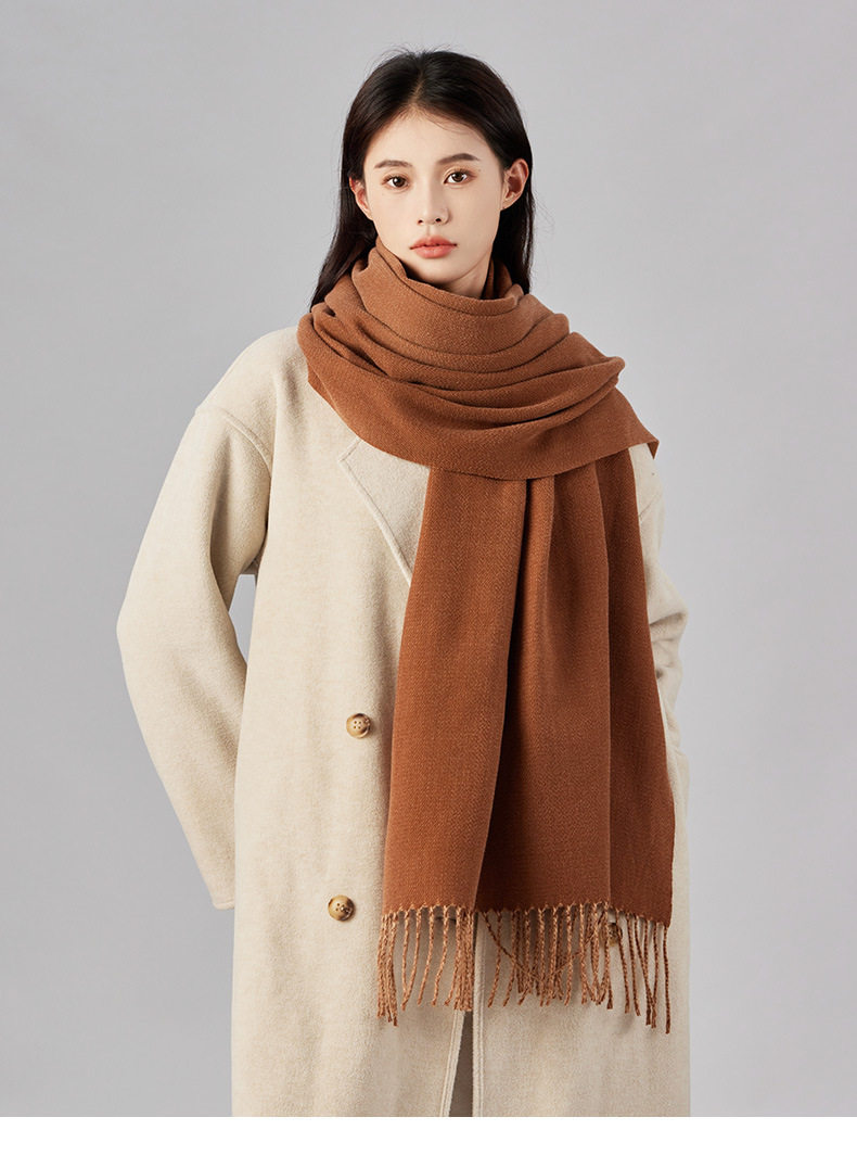 Zweifarbiger, länglicher Kaschmirschal, hochwertiger Schal für Damen im Herbst und Winter, warmer Schal für Herren_voghion.com