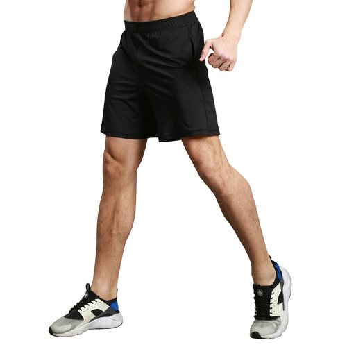 Sports running shorts, fitness training shorts, elastic strap pockets, quick-drying, manufacturer supply shorts 12019