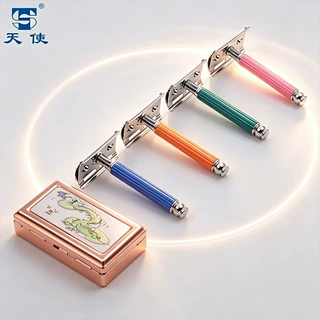 天使牌金属盒刀架双面刀片刮胡刀老式剃须刀架铝盒手动手动鼻毛器