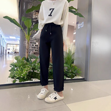 直筒老爹牛仔裤女高腰2025秋冬新款宽松显瘦休闲黑色萝卜哈伦裤子