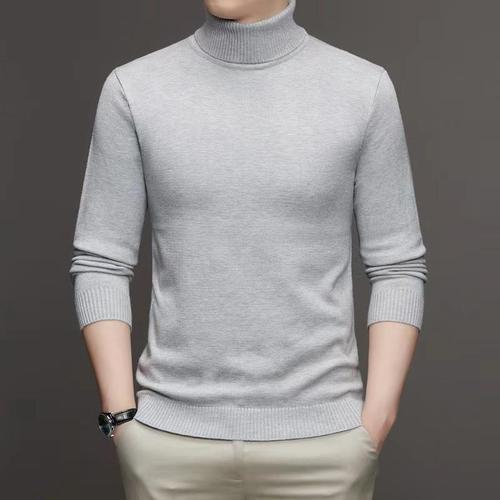 High-Neck Knit Sweater for Men - Trendy Brand Stylish Autumn/Winter Base Shirt with Collar - Quality Men's Top for a Polished Look