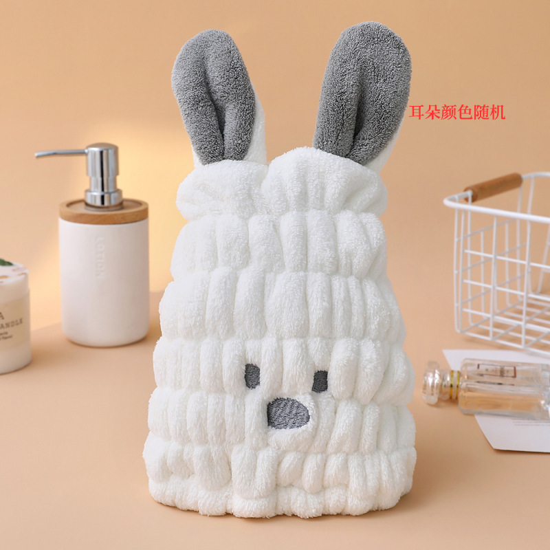 子供用ヘアドライキャップ、かわいい漫画刺繍のうさぎ耳、吸水性のあるコーラルベルベットのヘアタオル、赤ちゃん用バスキャップ、うさぎ耳のデザイン|undefined