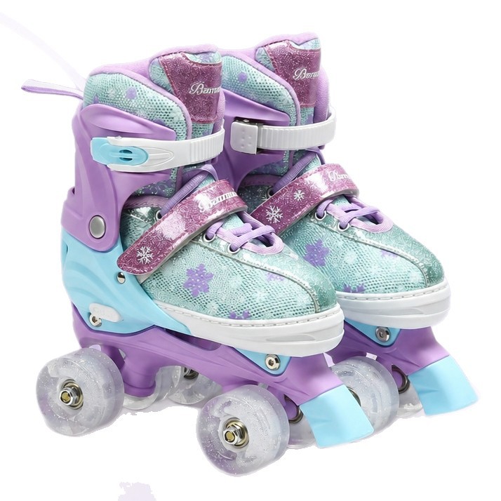 Nuevos patines de ruedas, patines de dos filas, patines de cuatro ruedas, patines rosas ajustables para niños y niñas en la escuela primaria