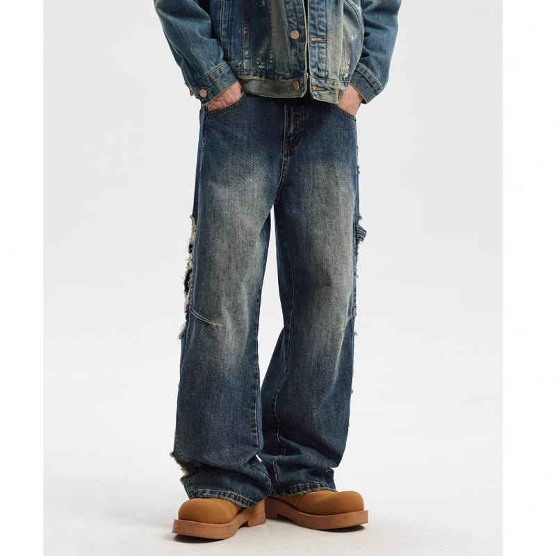 Men's Clothing Youth sports loose wide leg jeans design cool _ipsvogv.com