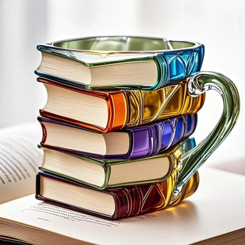 Painted Book-Shaped Mug, 13×10×11 cm Decorative Coffee Cup, Folding Cup Variants
