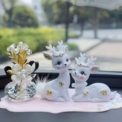 Journey, Suitable for Women – Car ornaments - white-diamond-deer-crystal-lucky-flower-powder-antler-pad-glue-10