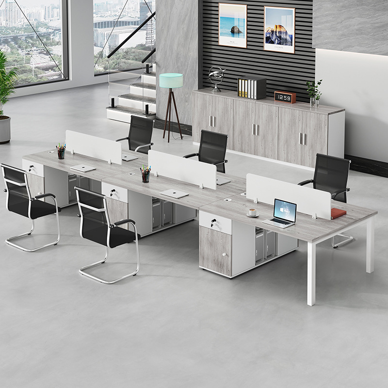 Mesa de personal de oficina portafolio de 6 personas simple mesa de oficina moderna pantalla mesa de personal asiento de tarjeta