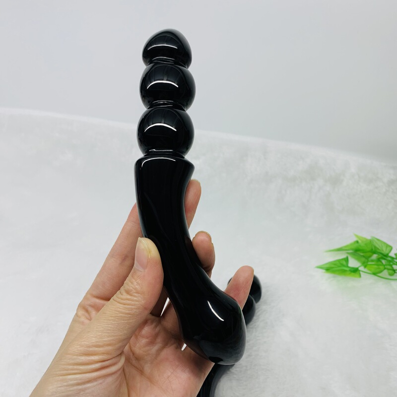 天然水晶黑曜石雕刻原石水晶按摩棒 图 3