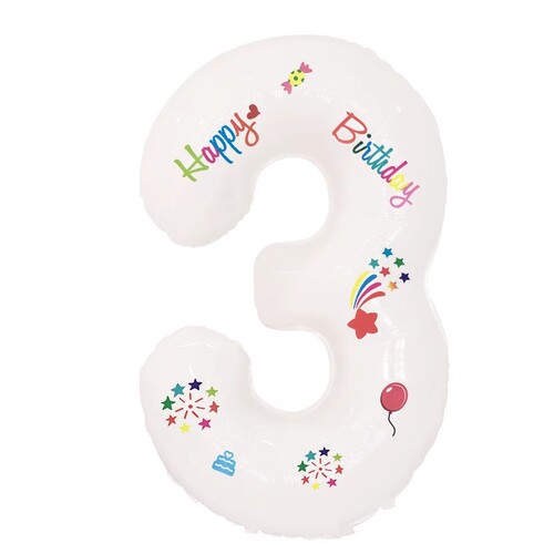 Ins style 32-inch white aluminum film digital balloon first birthday outdoor party scene layout photo props