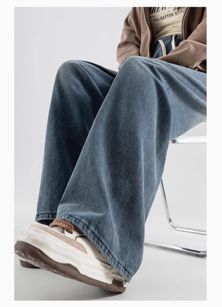 Calças de ganga de maternidade perna larga para grávidas_voghion.com