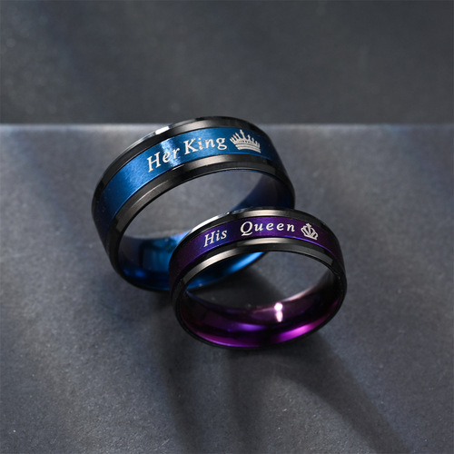 hot-selling creative accessories her King his Queen couple ring