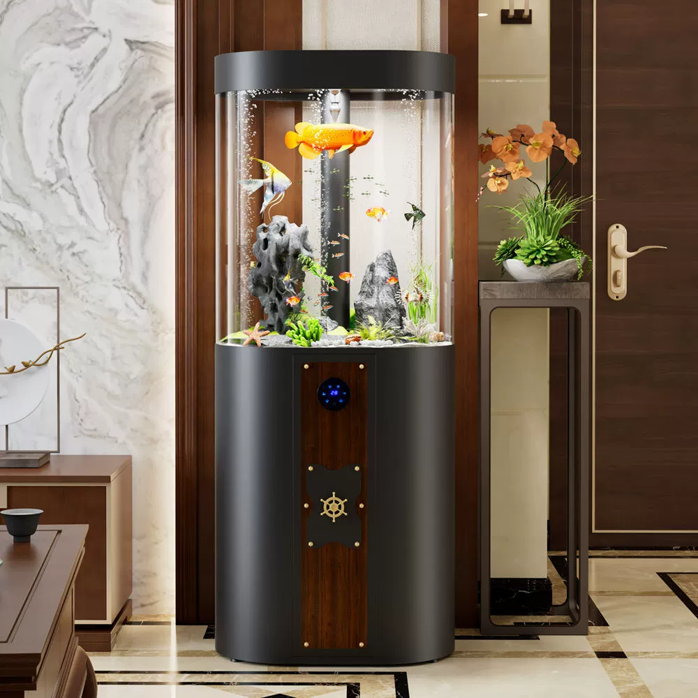 Haolong новый творческий чистый красный аквариум экологический пол гостиная аквариум Средний Аквариум Декоративный Овальный аквариум