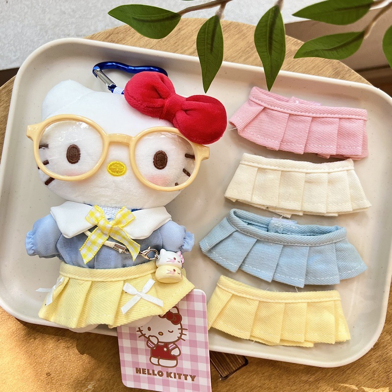 [Only Baby Clothes] Cute Plush Hello Kitty Doll 10cm Baby Clothes Accessories Short Pleated Skirt