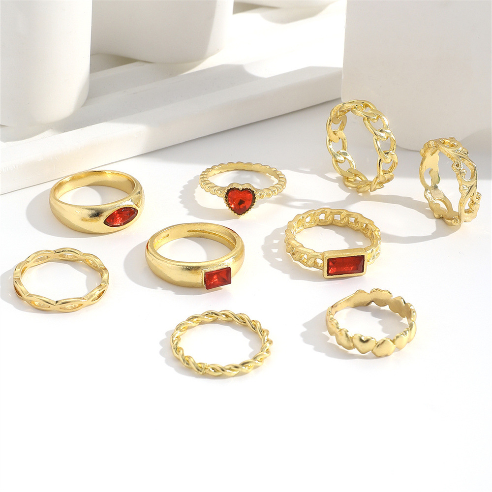 20g Weight Rings Classification One Size Ring Size 1 Set Quantity Holiday, Daily Occasion Zinc alloy Material Geometric, Heart Shape Pattern All Seasons Season Women's Gender Simple Style, Classic Style Style Simple Style Classic Style Geometric Heart Shape Zinc Alloy Women's Rings 5