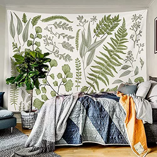 Green white tapestry for bedroom for living room, decorations, polyester