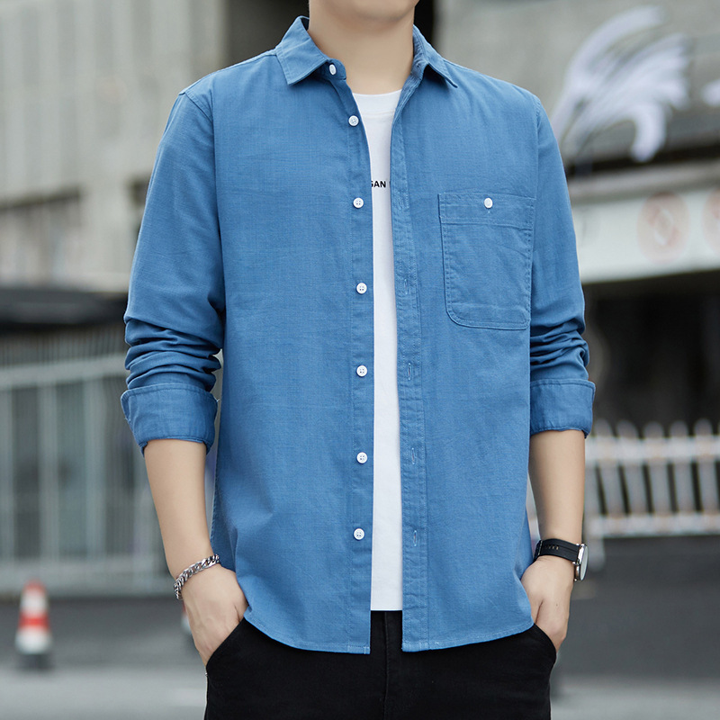 Pure Cotton Men's Long-Sleeved Shirt 2026 New Spring and Autumn High-End Stylish Loose Long-Sleeved Casual Shirt Pure Cotton Men's Long-Sleeved Shirt 2026 New Spring and Autumn High-End Stylish Loose Long-Sleeved Casual Shirt
