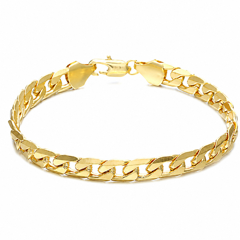 European and American Cross-Border Wish Foreign Trade Jewelry Men's Side-Cut 18K Creative Gold Bracelet Jewelry Bracelet Copper Electroplated Geometric European and American Cross-Border Wish Foreign Trade Jewelry Men's Side-Cut 18K Creative Gold Bracelet Jewelry Bracelet Copper Electroplated Geometric