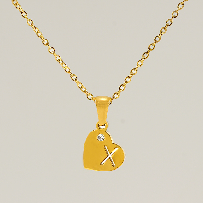Europa y los Estados Unidos viento acero titanio amor colgante de diamantes 18K letras inglesas hueco collar de clavícula de acero inoxidable mujer
